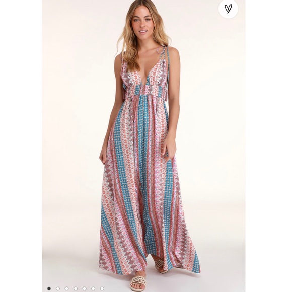 LULUS Maxin' Relaxin' Multi Print Maxi Dress - Picture 1 of 7